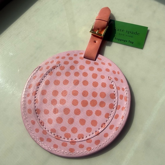 Kate Spade Pink and Orange Golf Ball Luggage Tag - Picture 3 of 6